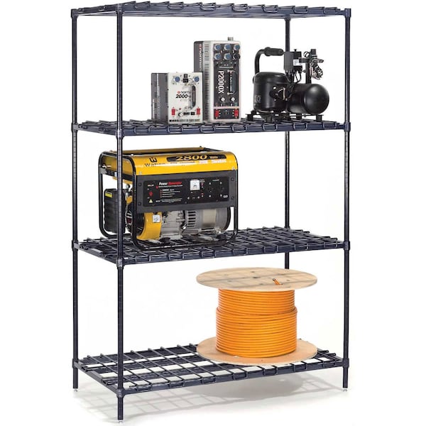 Nexel 24W x 18D x 74H Poly-Z Brite Heavy Duty Wire Shelving, 4 Tiers DS18247Z - main